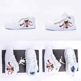 Nike NK Jordan Air Jordan 1 Mid Velcro Nezha Collaboration Chaussures Enfants-4108  