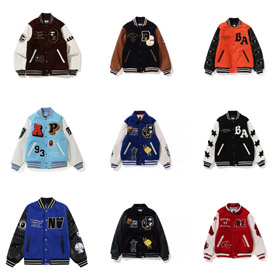 BAPE Colorblock numérique brodé patch veste de baseball-4242  