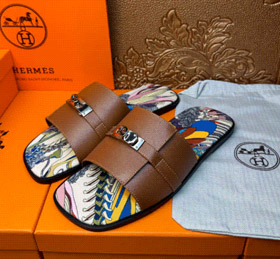 HERMES cuir de veau rond orteil slip-on pantoufles-2966  